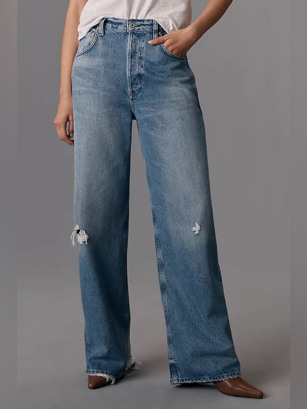 Citizens of Humanity Ayla Baggy Wide Leg Jeans Solano Distressed Size 31